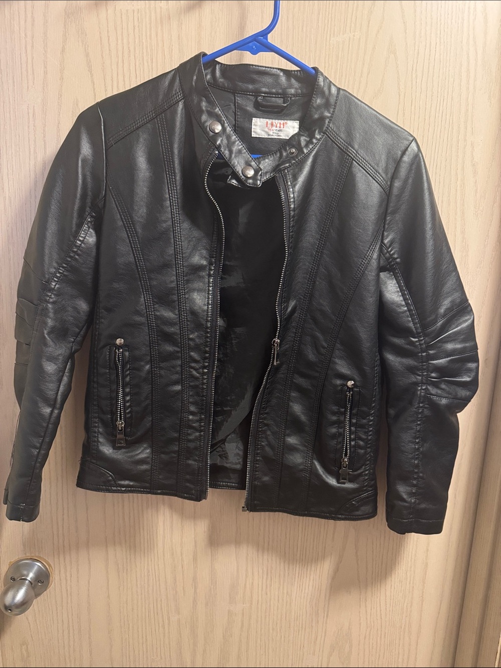 LJYH Black Vegan Leather Moto Jacket - Classic Biker Style